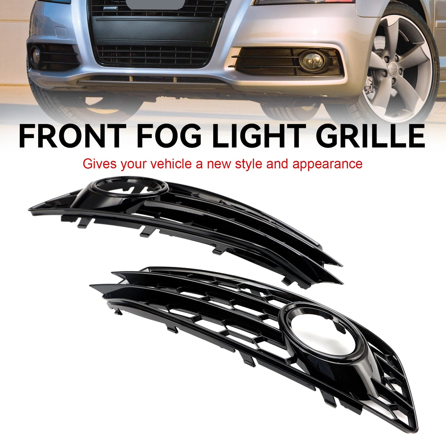2009-2012 Audi A3 8P S-Line Honeycomb Front Bumper Fog Light Grill Cover