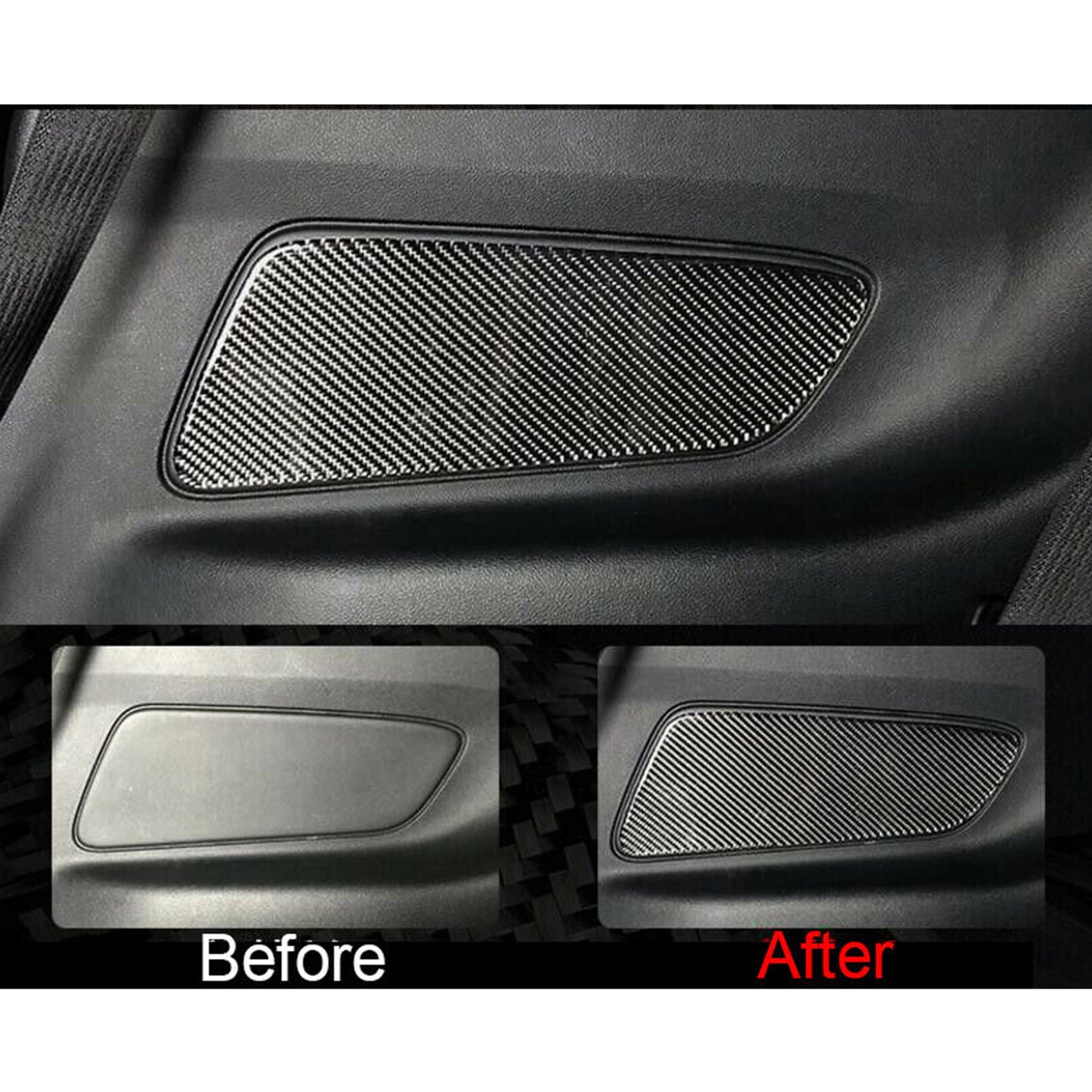 Real Carbon Fiber Rear Seat Door Panel Cover Trim For Ford Mustang 2015-2019