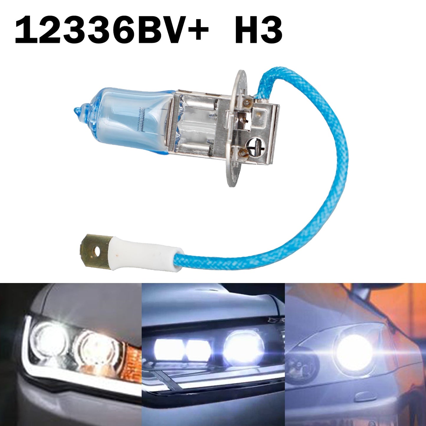 For Philips 12336BV+ BlueVision 4000K Car Headlight Bulbs H3 12V55W PK22S