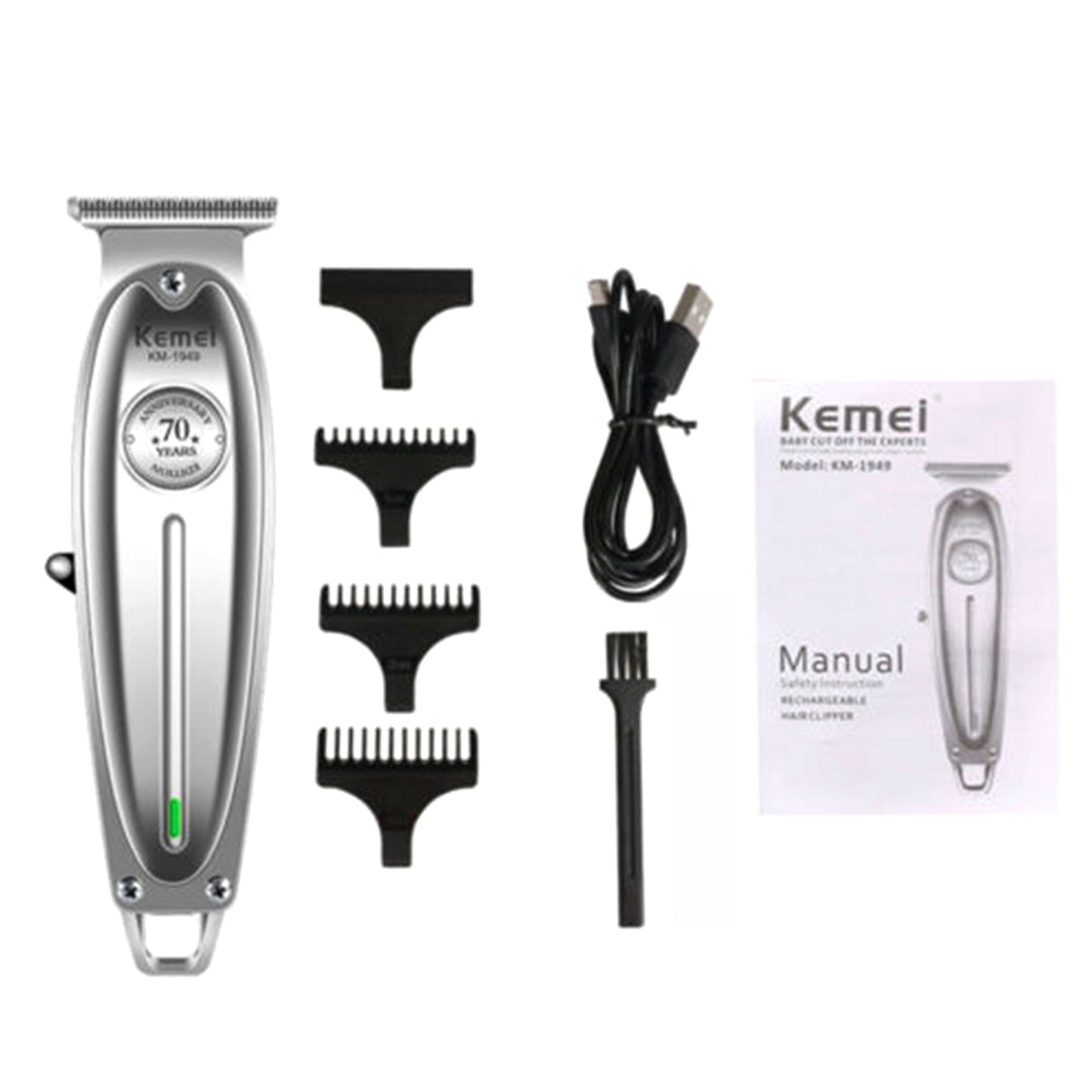 Kemei Metal Professional Hair Clipper Electric Cordless Hair Trimmer