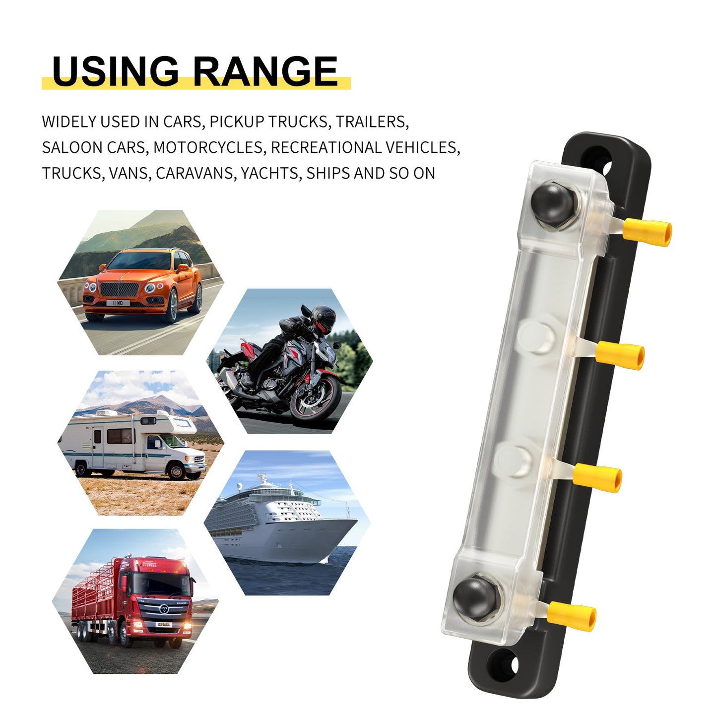 2/4/6/12 Way Dual-row Car Bus Bar Block Distribution Terminal For Auto Marine