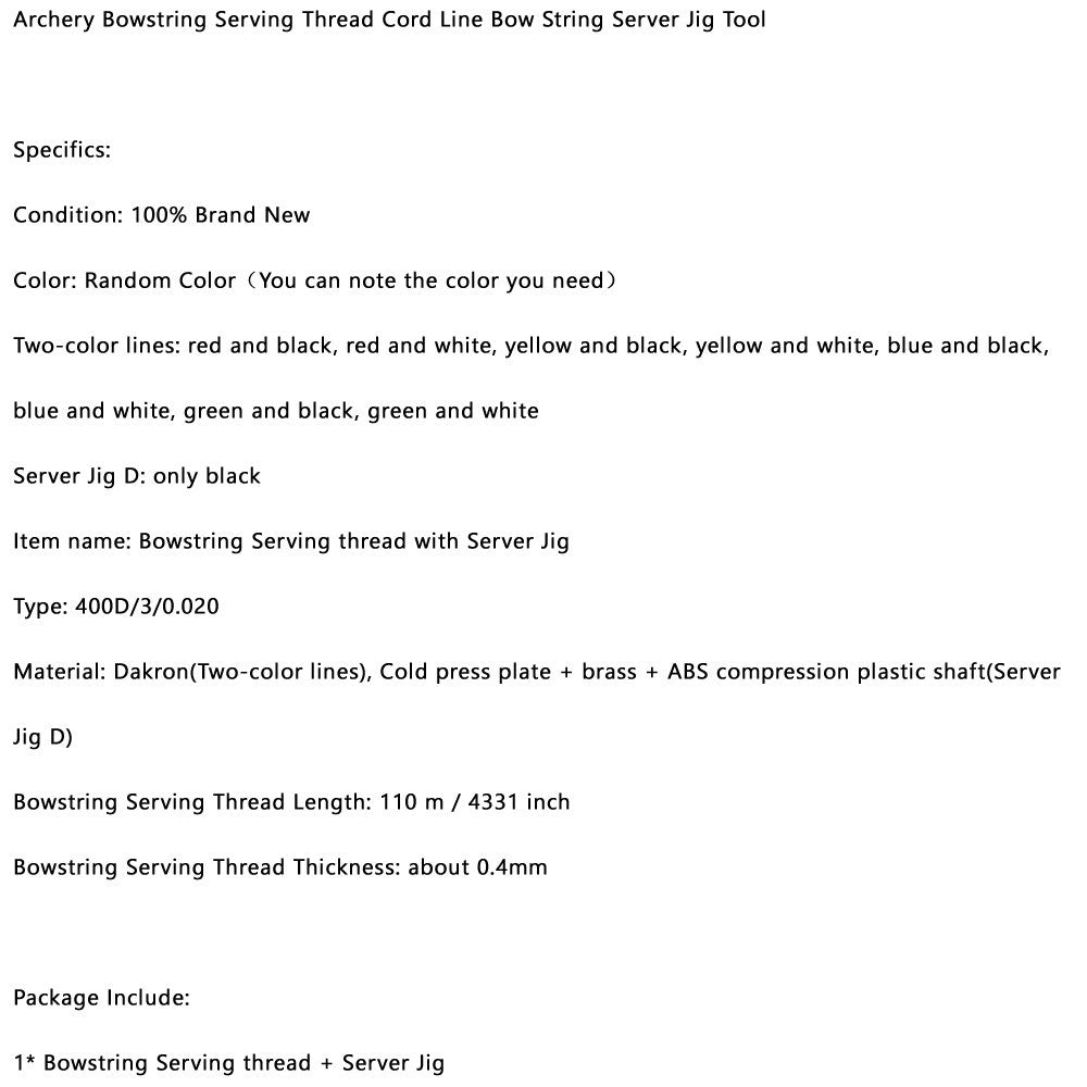 Archery Bowstring Serving Thread Cord Line Bow String Server Jig Tool