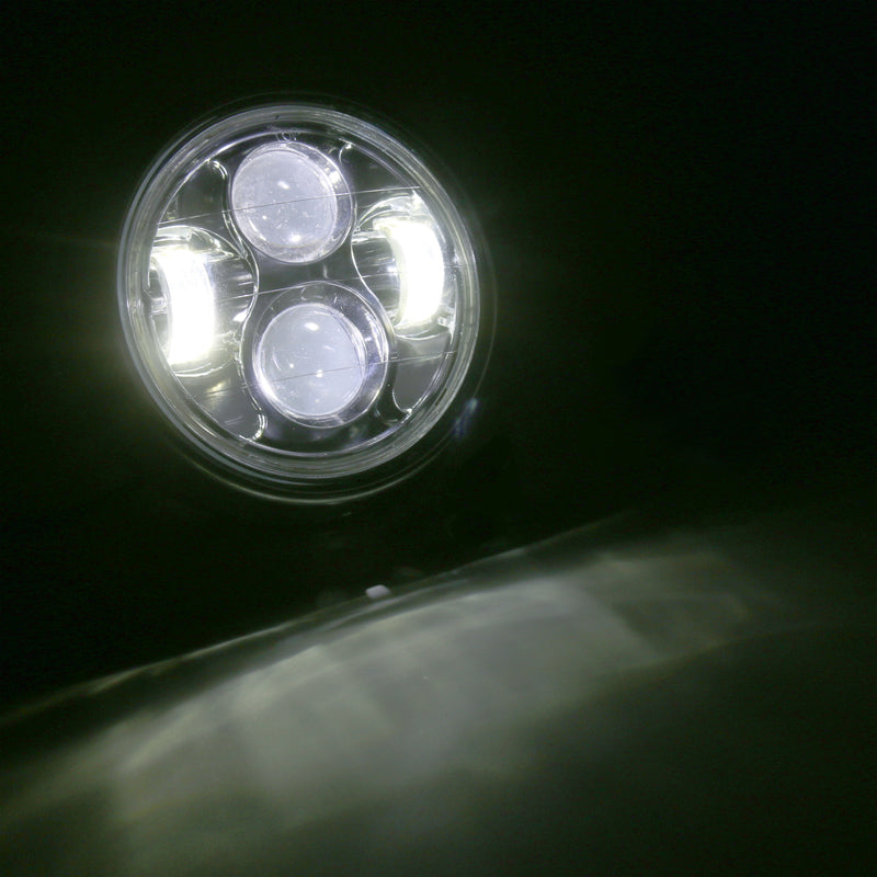 Motorcycle 5.75" Metal Black Projector LED Headlight For Cafe Racer Bobber Custom
