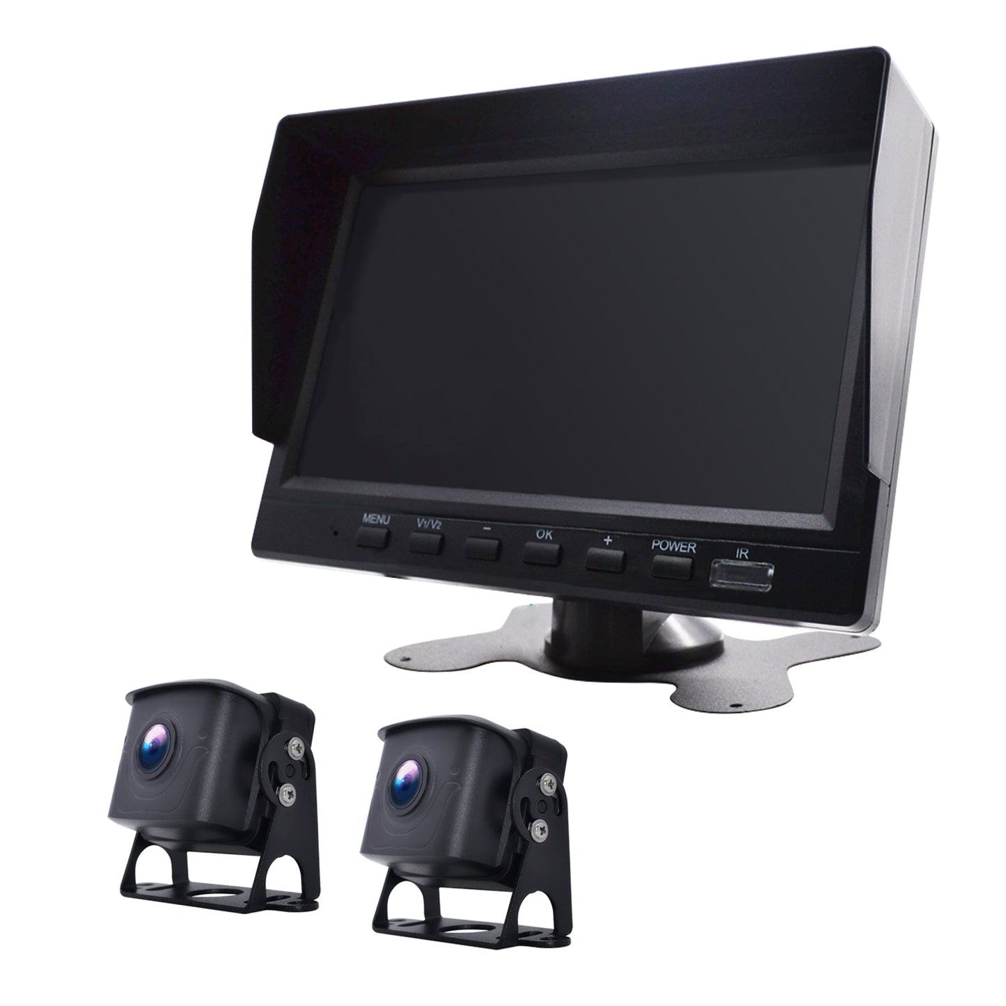 7" Monitor DVR Driving Video Recorder for RV Truck Bus+2 Rear View Backup Camera