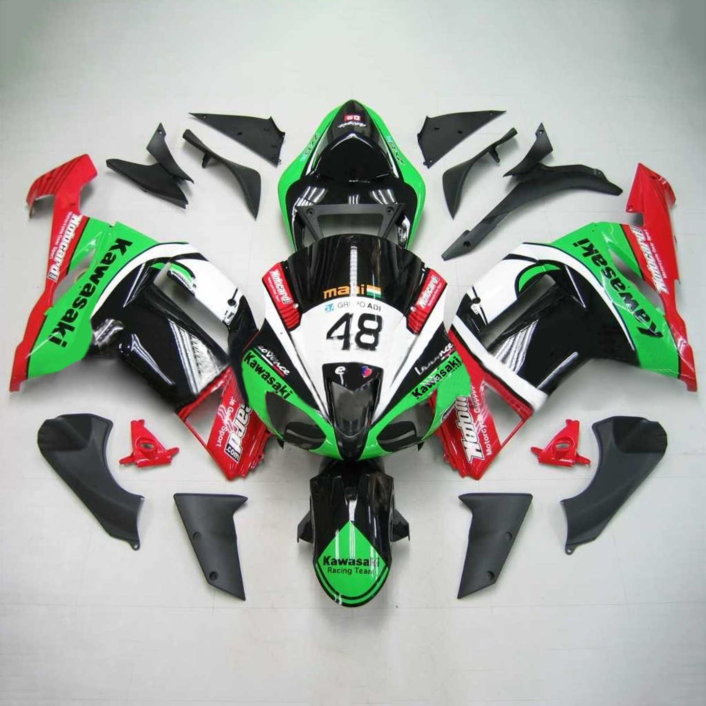 2007-2008 Kawasaki ZX6R 636 Amotopart Injection Fairing Kit Bodywork Plastic ABS #125