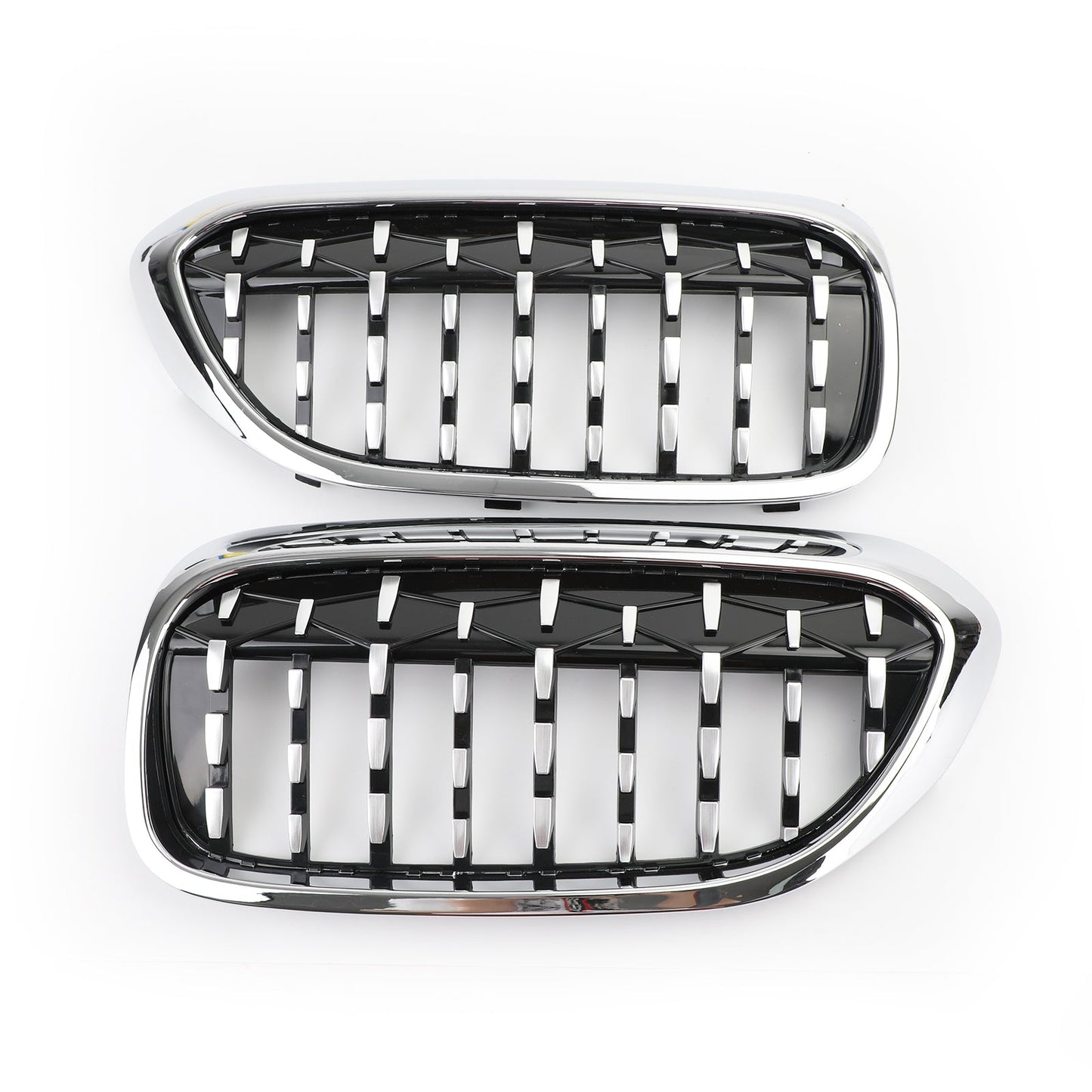 Pair Chrome Diamond Style Front Grill Fit For BMW 5 Series G30 G38 2017-2019