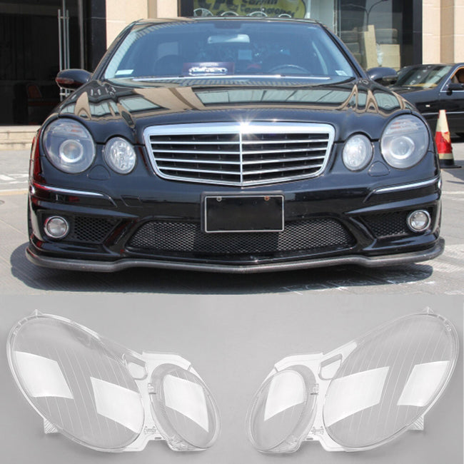 Headlight Lens Replacement Cover Left+Right For Benz W211 E350/300/200 2002-2008