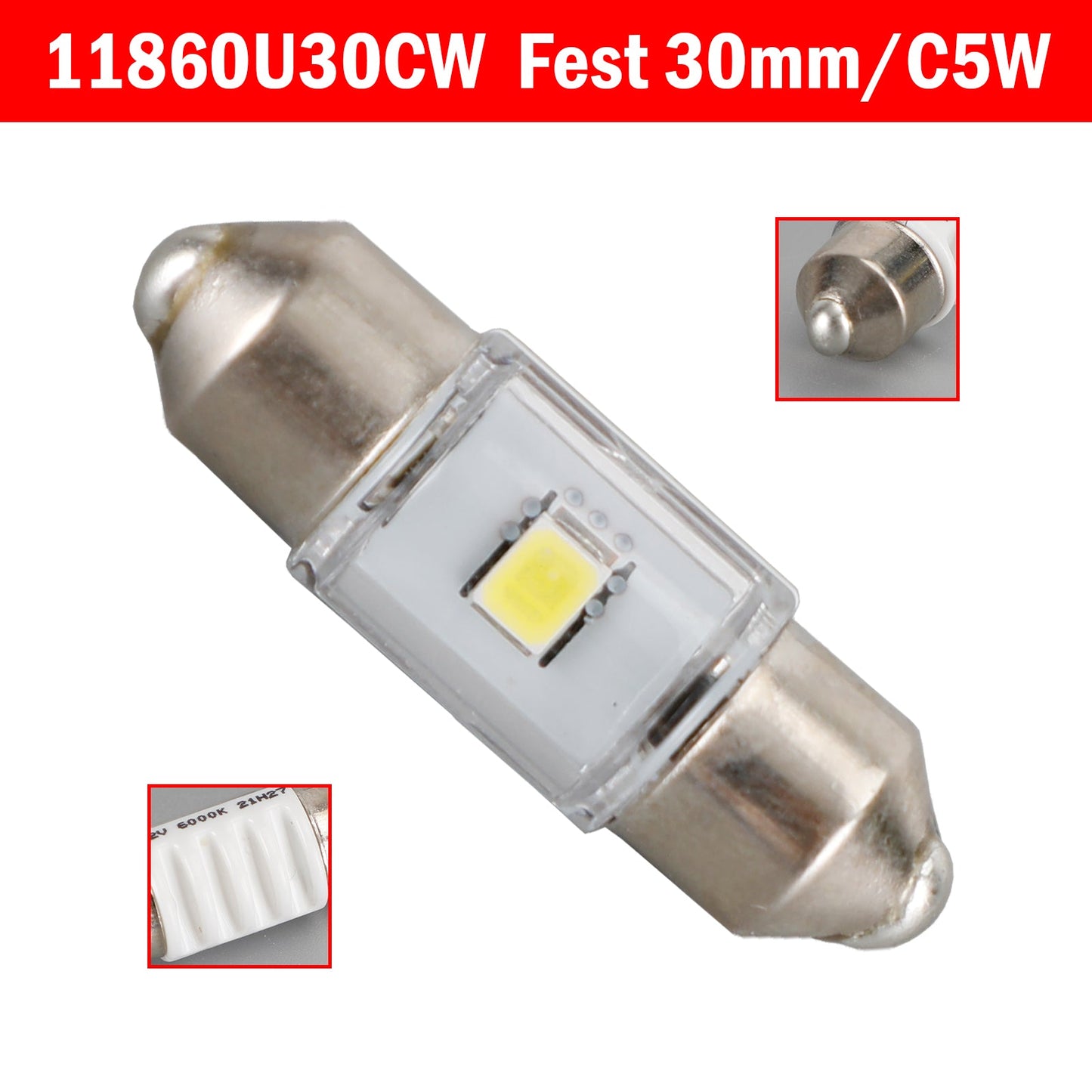 For Philips 11860U30CWB1 Ultinon Pro3000 LED Auxiliary Light Fest 30mm 12V SV8.5