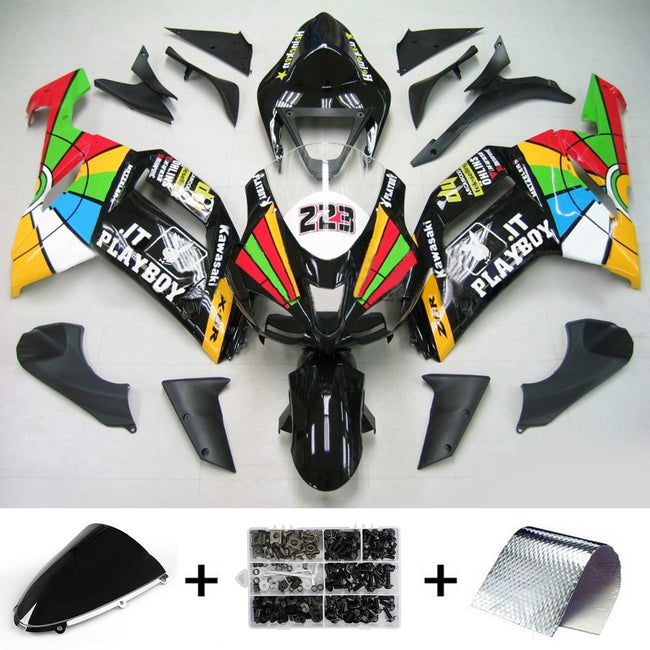 2007-2008 Kawasaki ZX6R 636 Amotopart Injection Fairing Kit Bodywork Plastic ABS #134