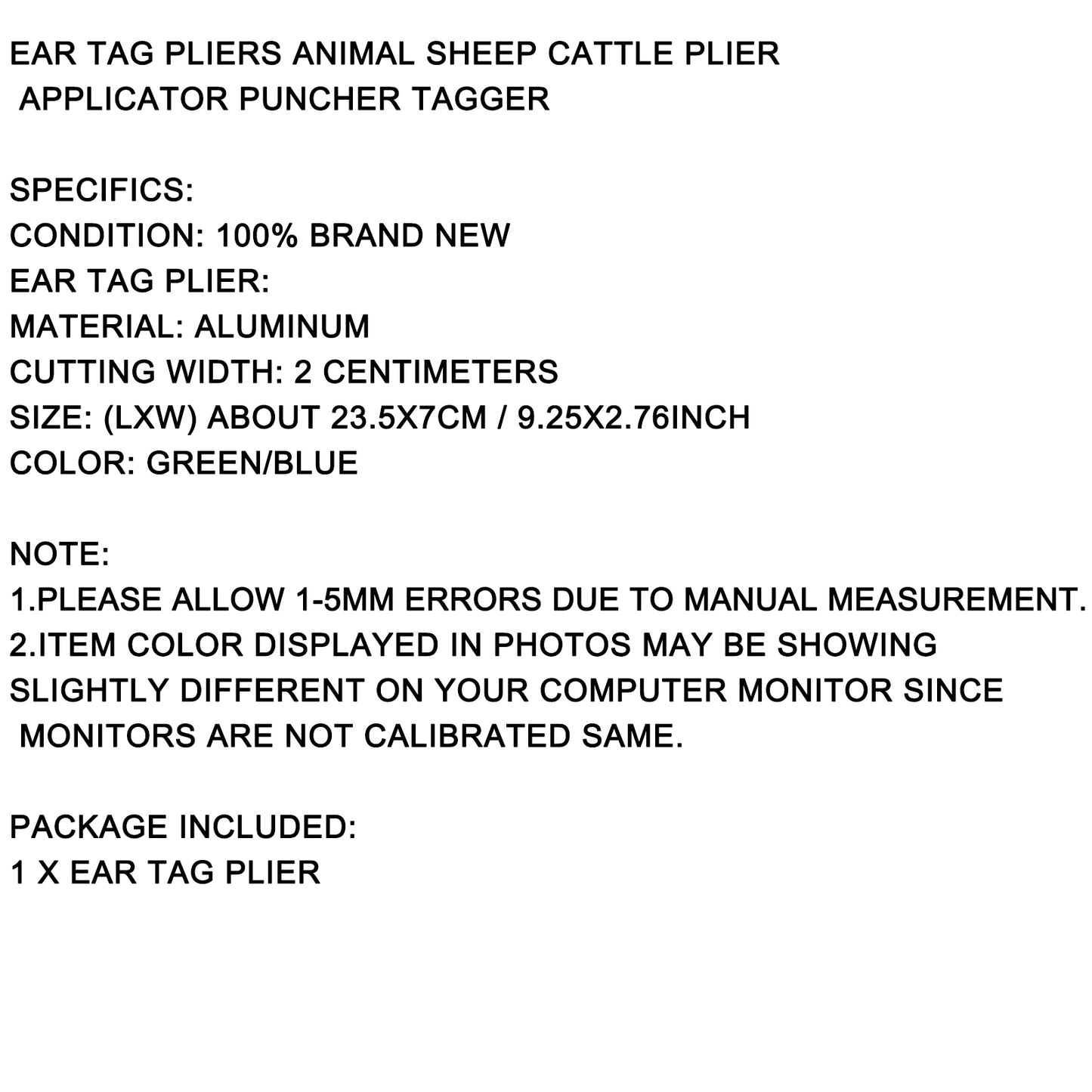 Cattle Ear Tag Applicator Pliers Animal Livestock Marking Hole Plier Tagger