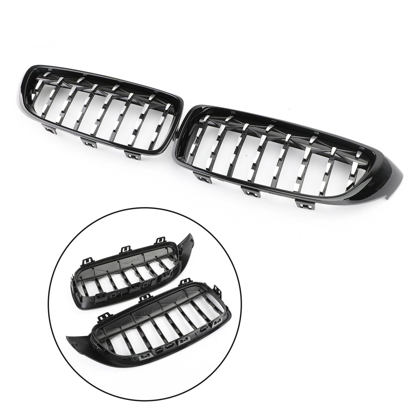 2014-2018 BMW 4 Sereis F32 F33 F36 F82 M4 All Models Black & Chrome Diamond Front Upper Grille