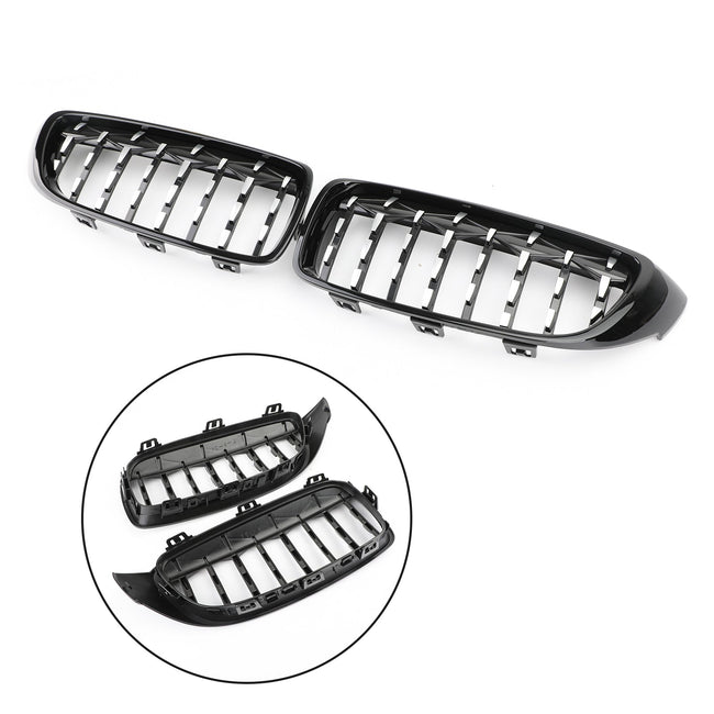 2014-2018 BMW 4 Sereis F32 F33 F36 F82 M4 All Models Black & Chrome Diamond Front Upper Grille