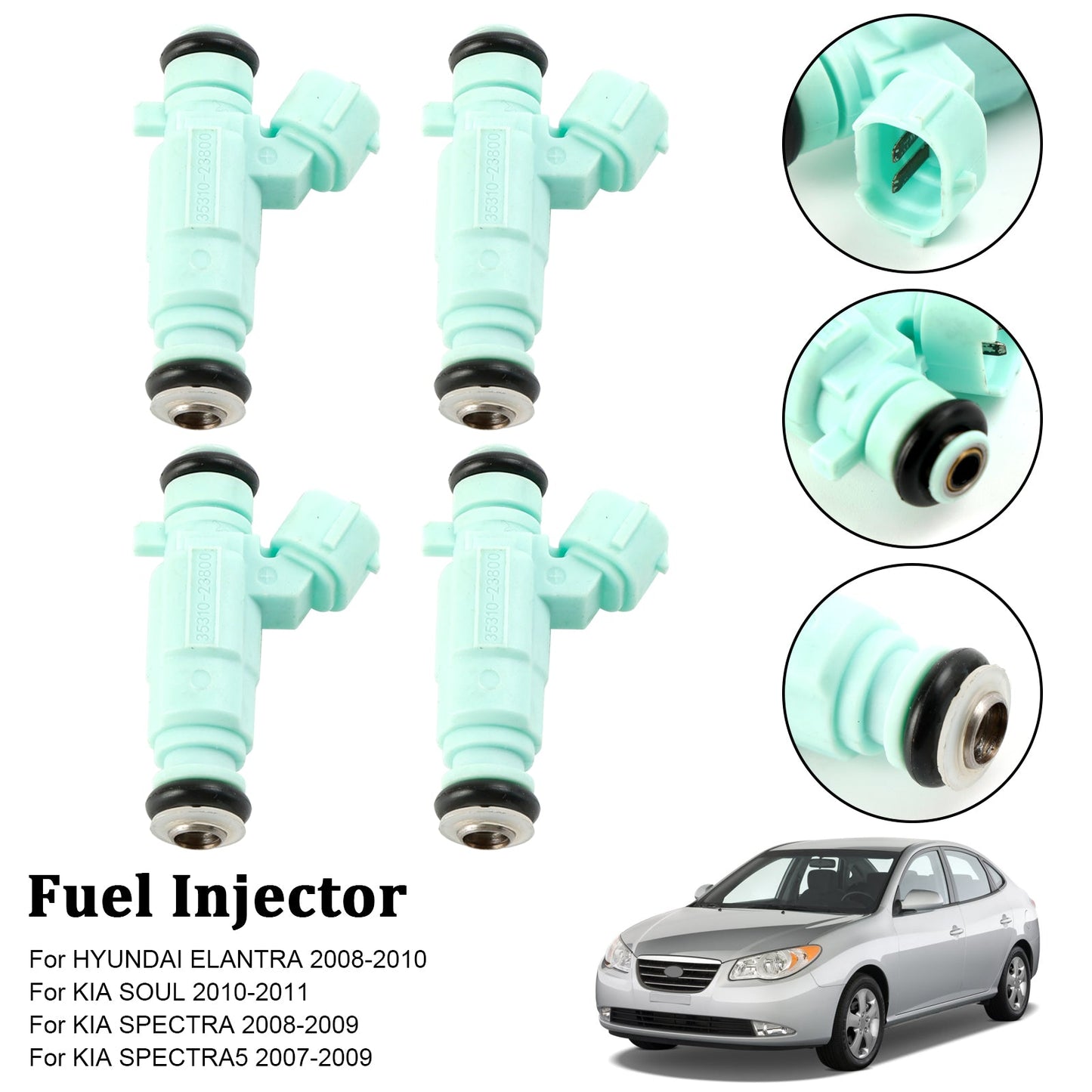 4PCS Fuel Injector 35310-23800 Fit Hyundai Elantra 2008-2010 Fit Kia Soul