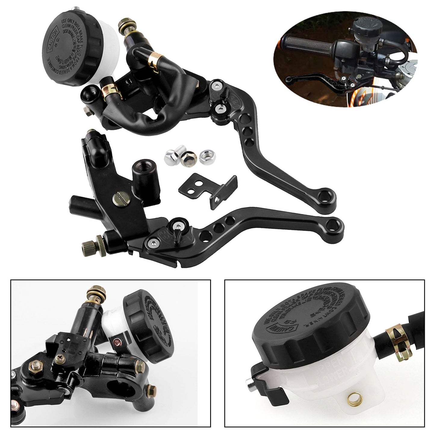 Universal 7/8" 22mm Front Brake Clutch Master Cylinder Reservoir Levers