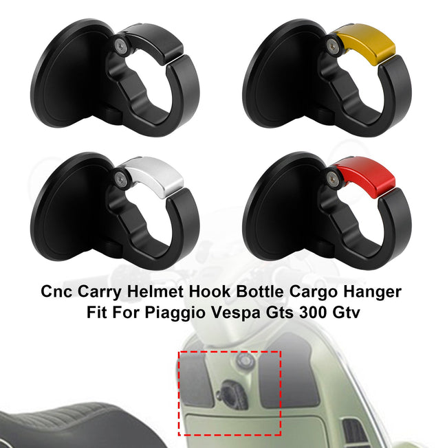 Cnc Carry Helmet Hook Bottle Cargo Hanger Black For Piaggio Vespa Gts 300 Gtv