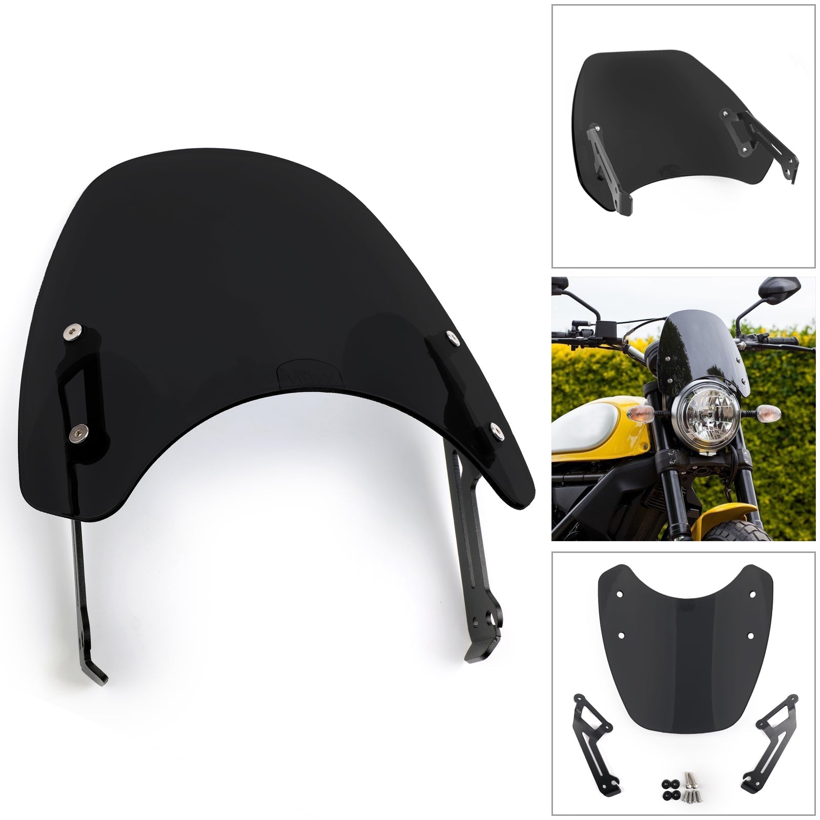 windshield ドゥカティディールのためのマウントブラケットフィットとフロントガラスのハンドスクリーン2019-2021グレー Windshield WindScreen With