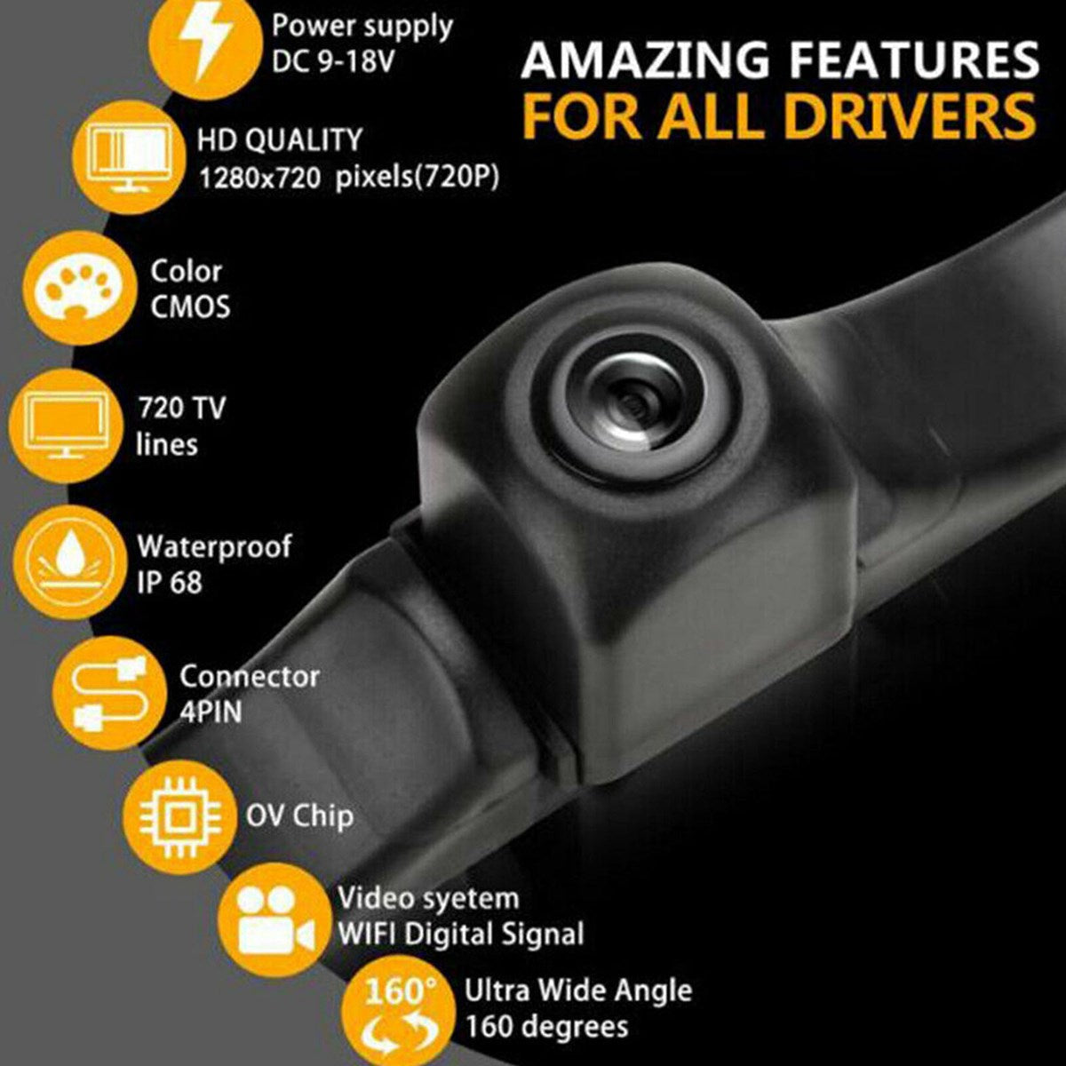 170° WiFi Car Rear View Cam Backup Wireless Camera Fit For iPhone Android