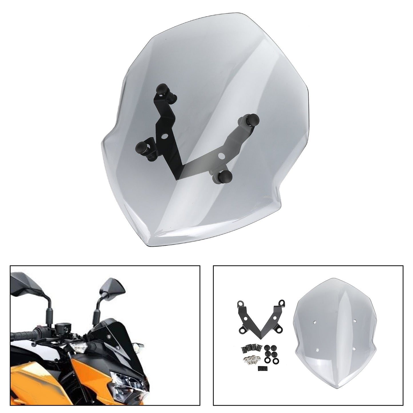 4mm Motorcycle Windscreen Screen Windshield for Kawasaki Z125 2019-2020