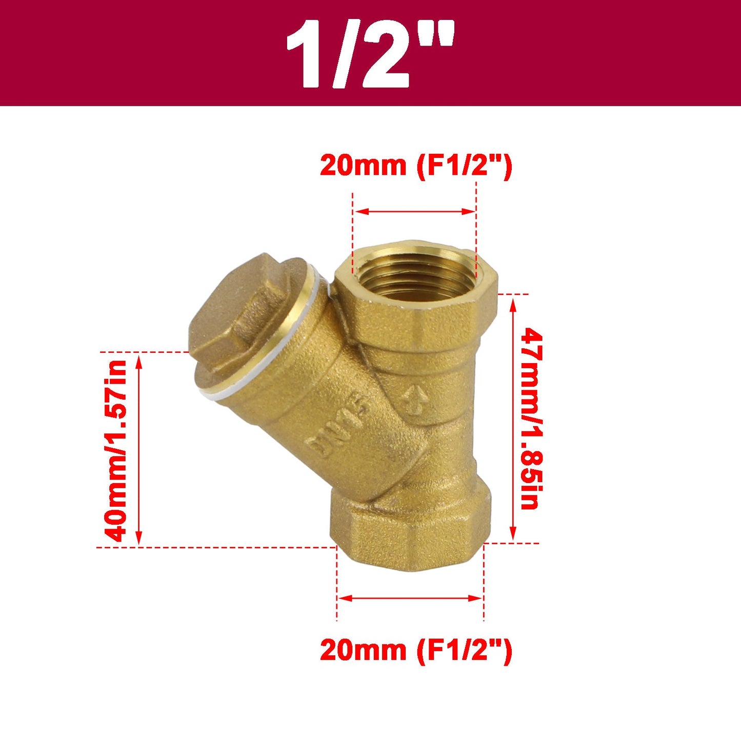 1/2"-1" NPT Thread Y Shaped Brass Strainer Filter Valve Connector For Water Oil