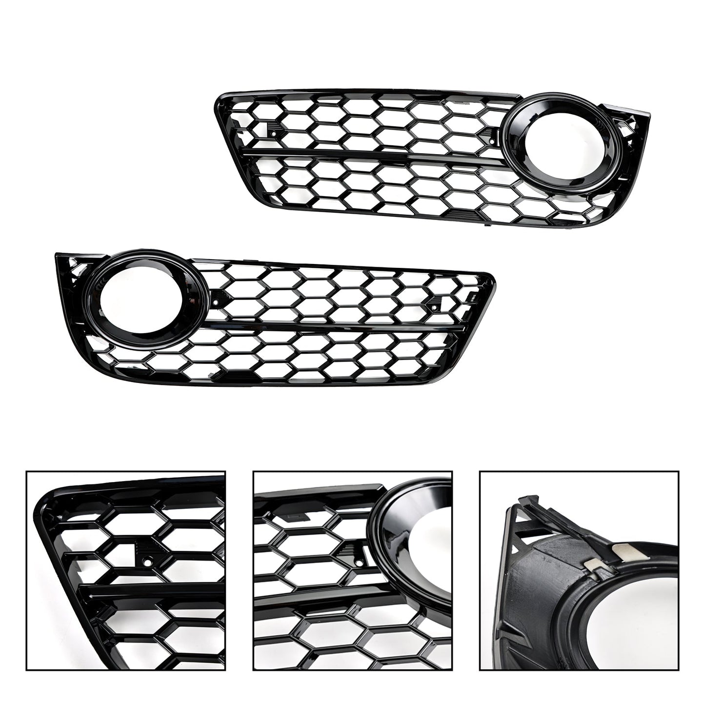 2007-2011 Audi A5 Pair Honeycomb Front Fog Lamp Cover Grille Grill