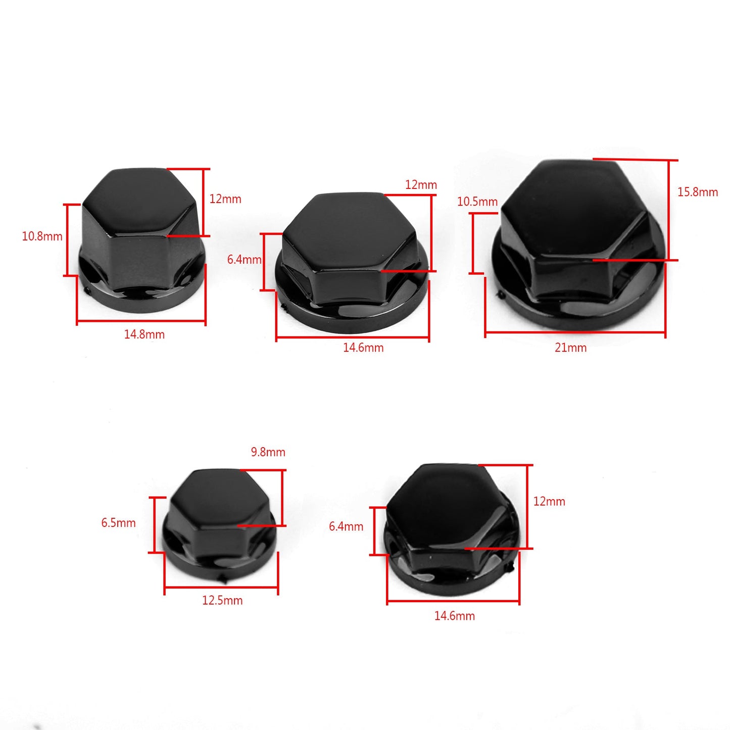 30pcs Motorcycle Black Plastic Hexagon Socket Screw Covers Bolt Nut Cap Cover