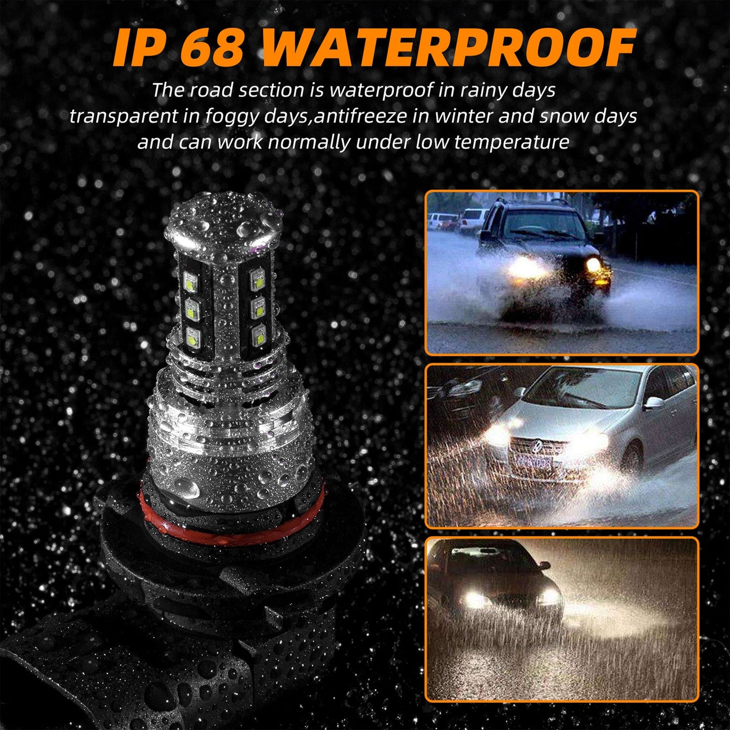 H8/H9/H11 LED Headlight 6000K 2000W 300000LM Low Beam bulbs High Power