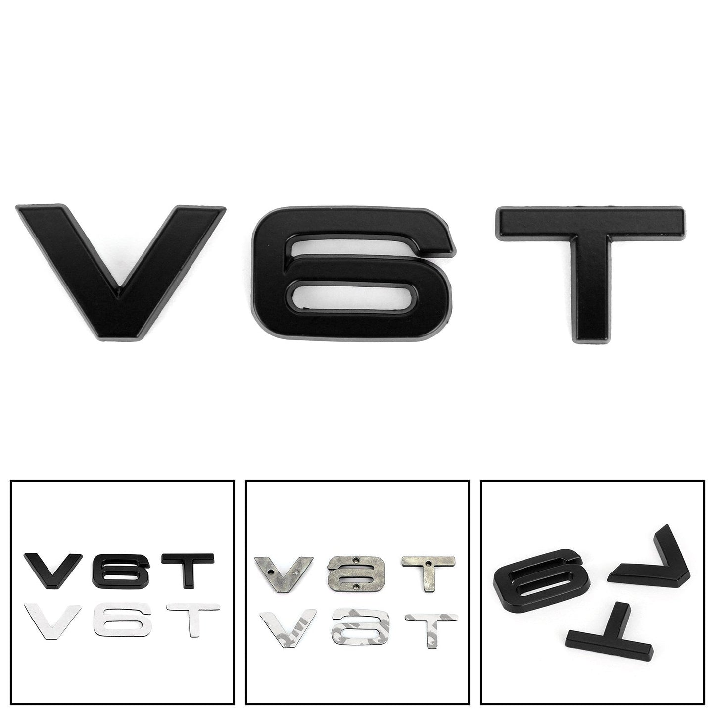 V6T Emblem Badge Fit For AUDI A1 A3 A4 A5 A6 A7 Q3 Q5 Q7 S6 S7 S8 S4 SQ5 Black
