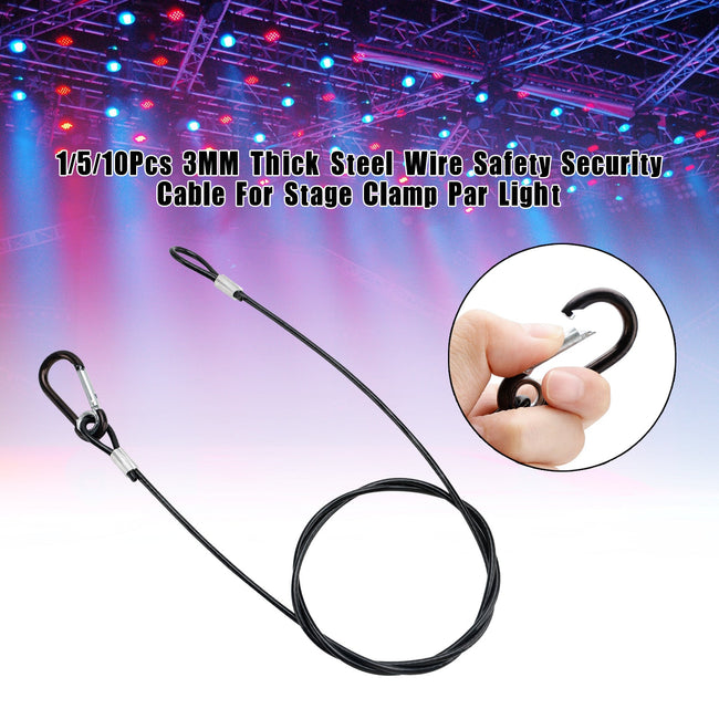 1/5/10Pcs 3MM Thick Steel Wire Safety Security Cable For Stage Clamp Par Light