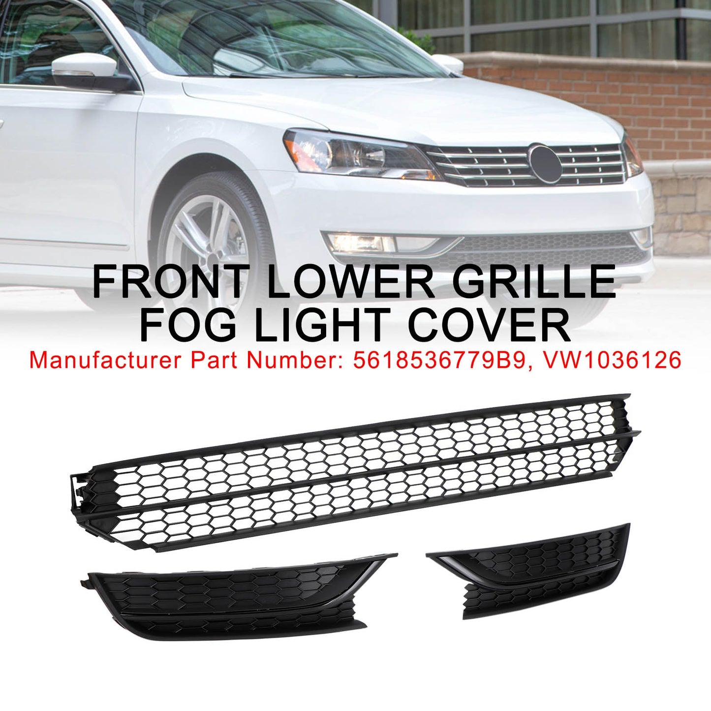 Volkswagen Passat 2012-2015 Front Bumper Lower Grille Grill Fog Light Cover