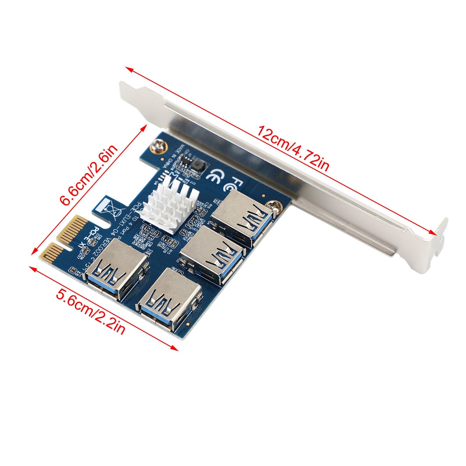 PCIE 1X 1 to 4 Expansion Card USB 3.0 Riser Card Extender Board Mining ...