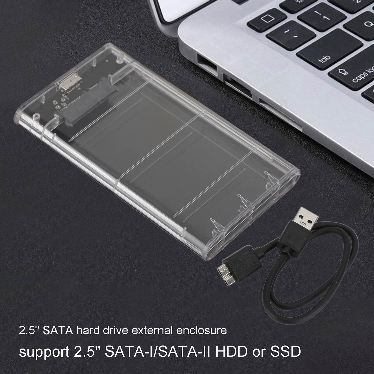 2.5" Sata Usb 3.0 Clear Hard Drive Disk HDD SSD Enclosure External Clear Case