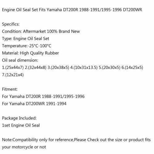 Set / DT200R Dichtringe Yama Motor Wellendichtring 1988-1991/1995-96 Passt