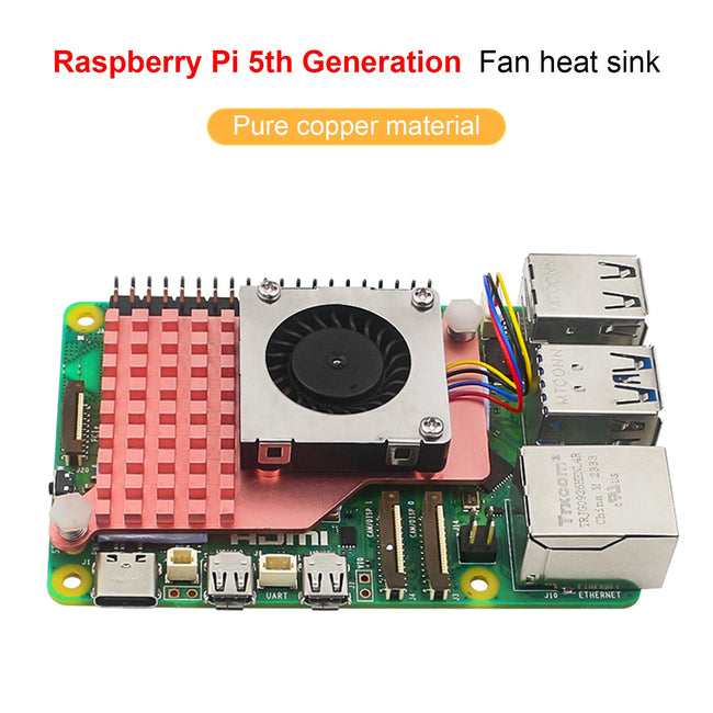5th Fan Radiator Raspberry pi5 Pure Copper Material Heat Sink Blower Cooling Fan