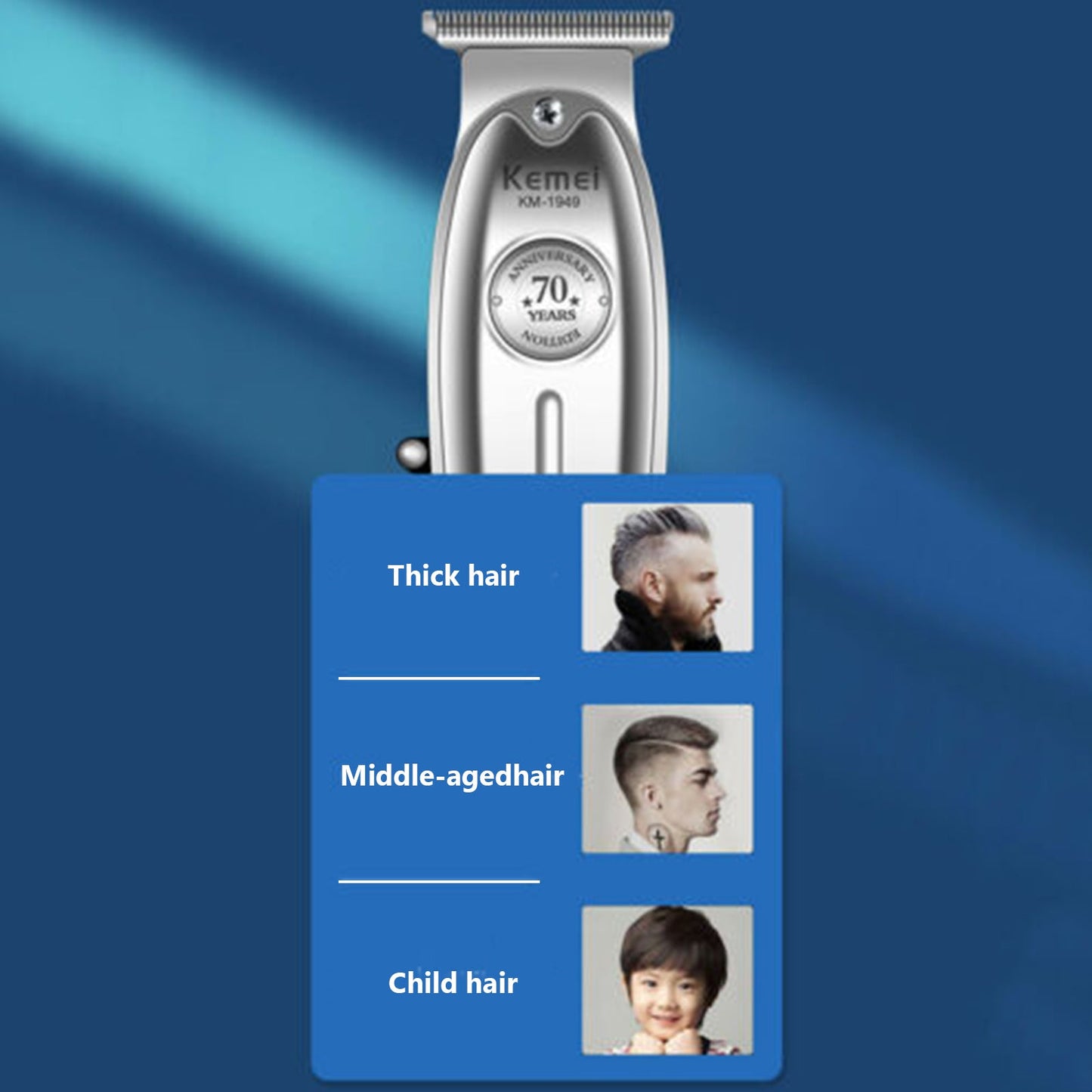 Kemei Metal Professional Hair Clipper Electric Cordless Hair Trimmer