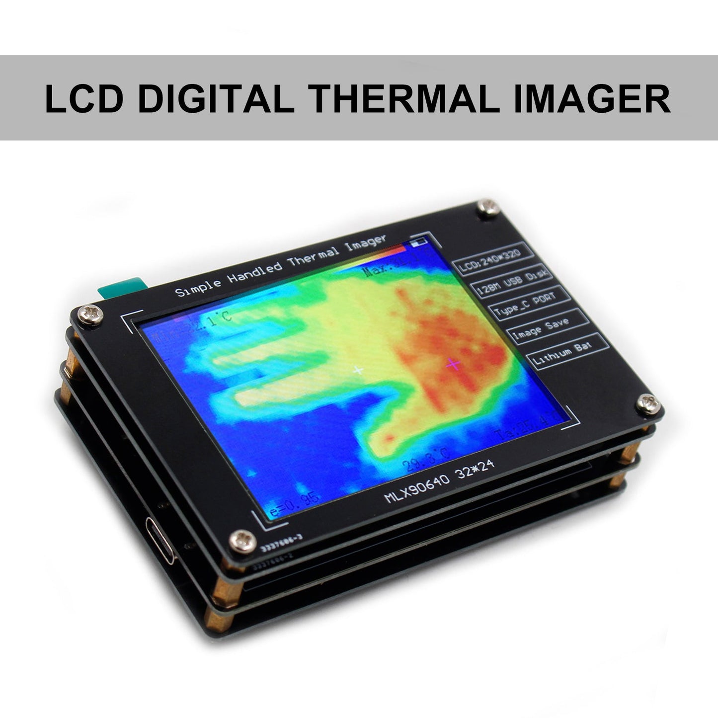 MLX90640 Digital Thermal Imager 2.8" Infrared Temperature Sensors Detection Tool