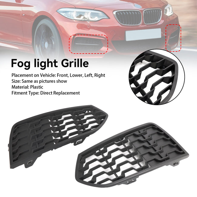 2012-2017 BMW 2-Series F22 Front Bumper M Fog Light Grilles Grill 2PCS