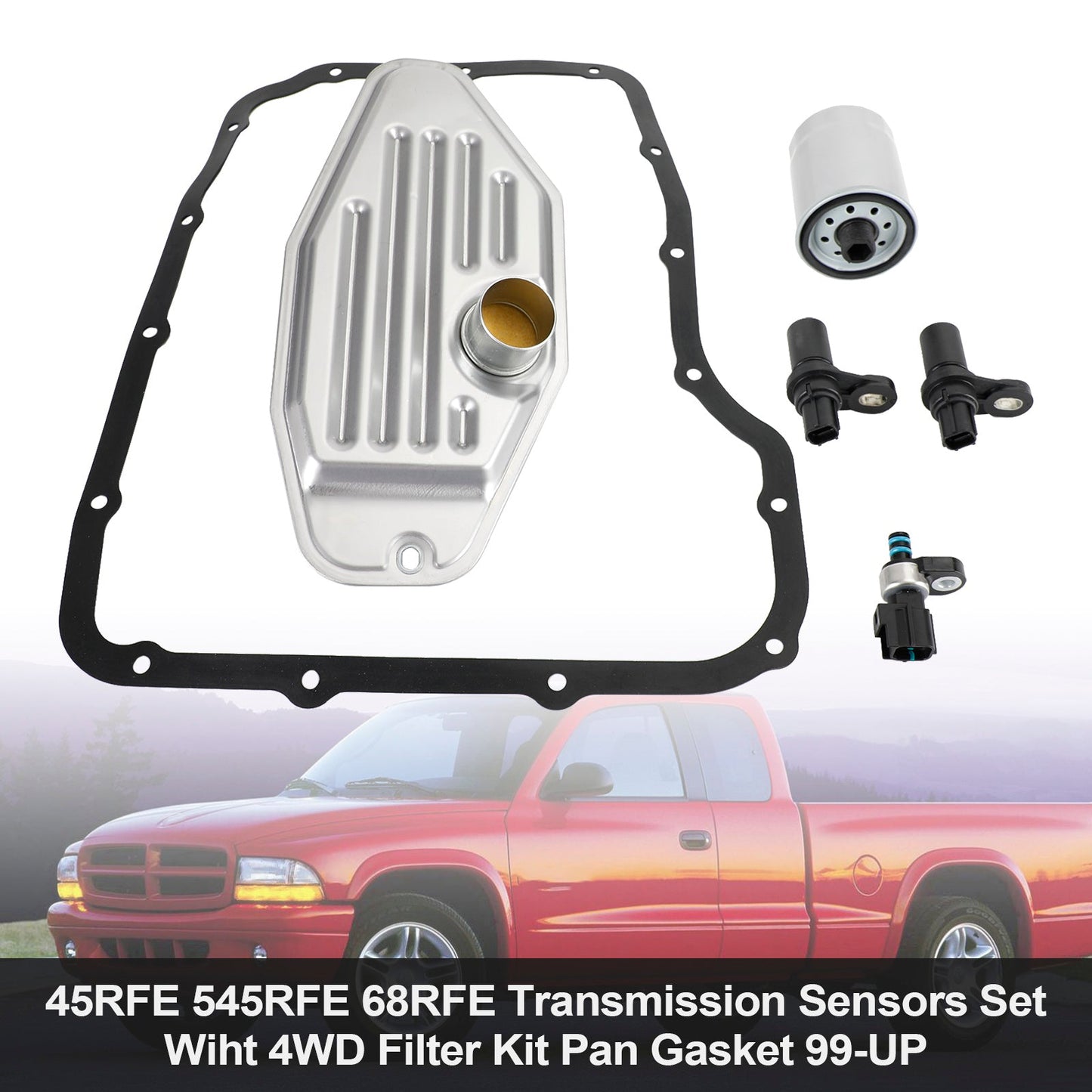 45RFE 545RFE 68RFE Transmission Sensors Set With 4WD Filter Kit Pan Gasket 99-UP