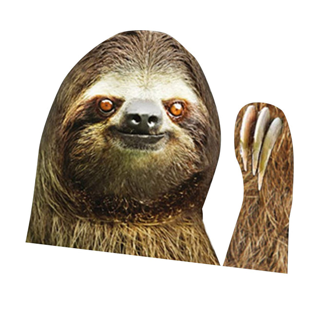 Car Window Sticker Person Size Passenger Side Right Sloth Waving Funny Universal