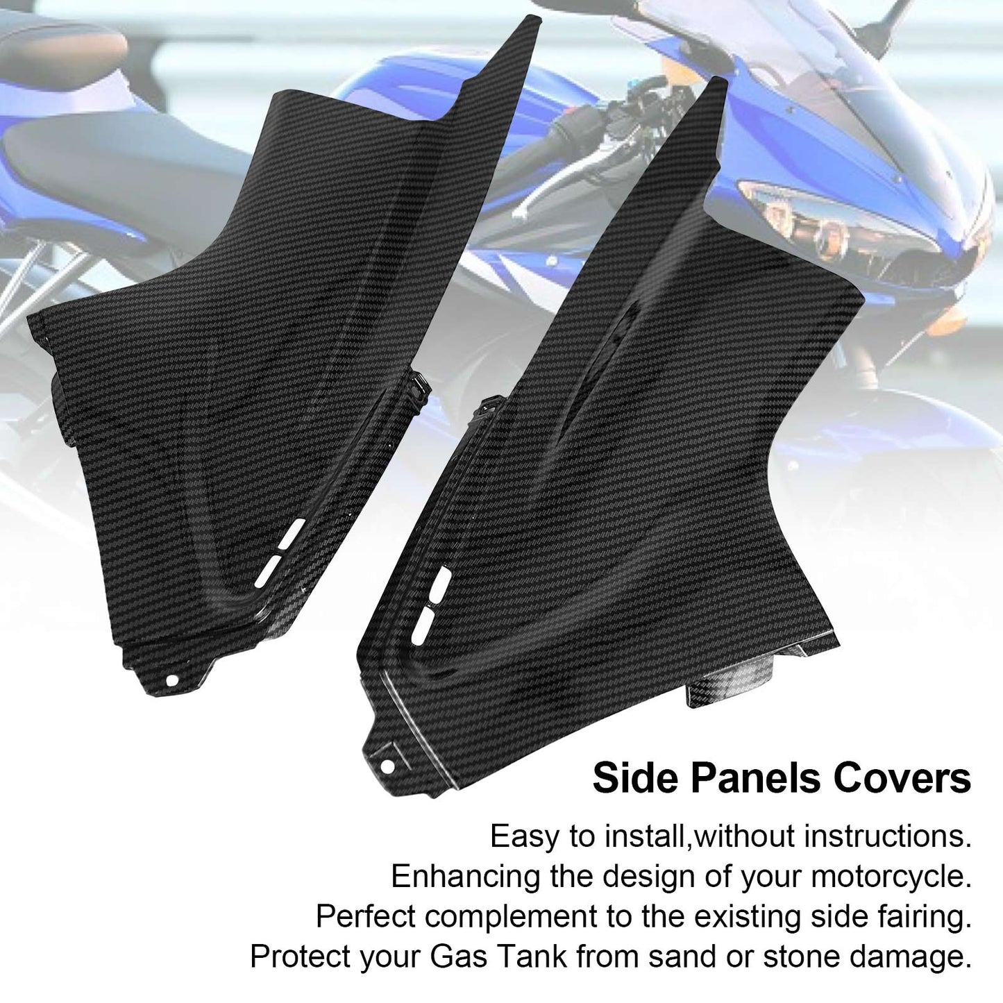 Gas Tank Side Trim Cover Panel Fairing Cowl for Yamaha YZF R6 2003-2005 Carbon