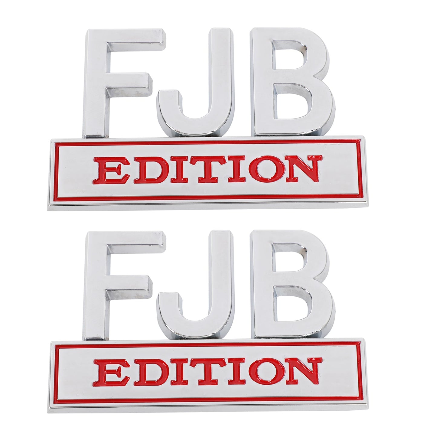 2× FJB EDITION 3D Emblem Badge Truck Car Decal Bumper Sticker Sliver & Red