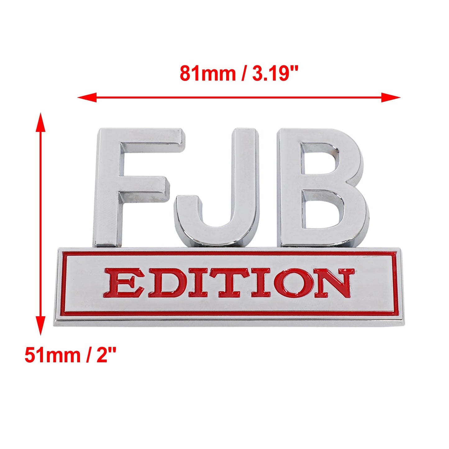 2× FJB EDITION 3D Emblem Badge Truck Car Decal Bumper Sticker Sliver & Red