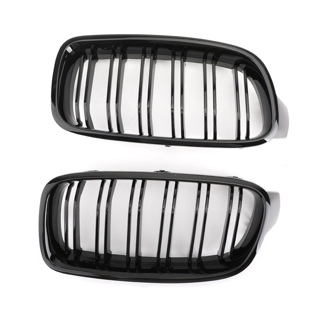 Gloss Black Front Kidney Grille Fit BMW 3 Series F30 F35 2012-2017 Dual Slats