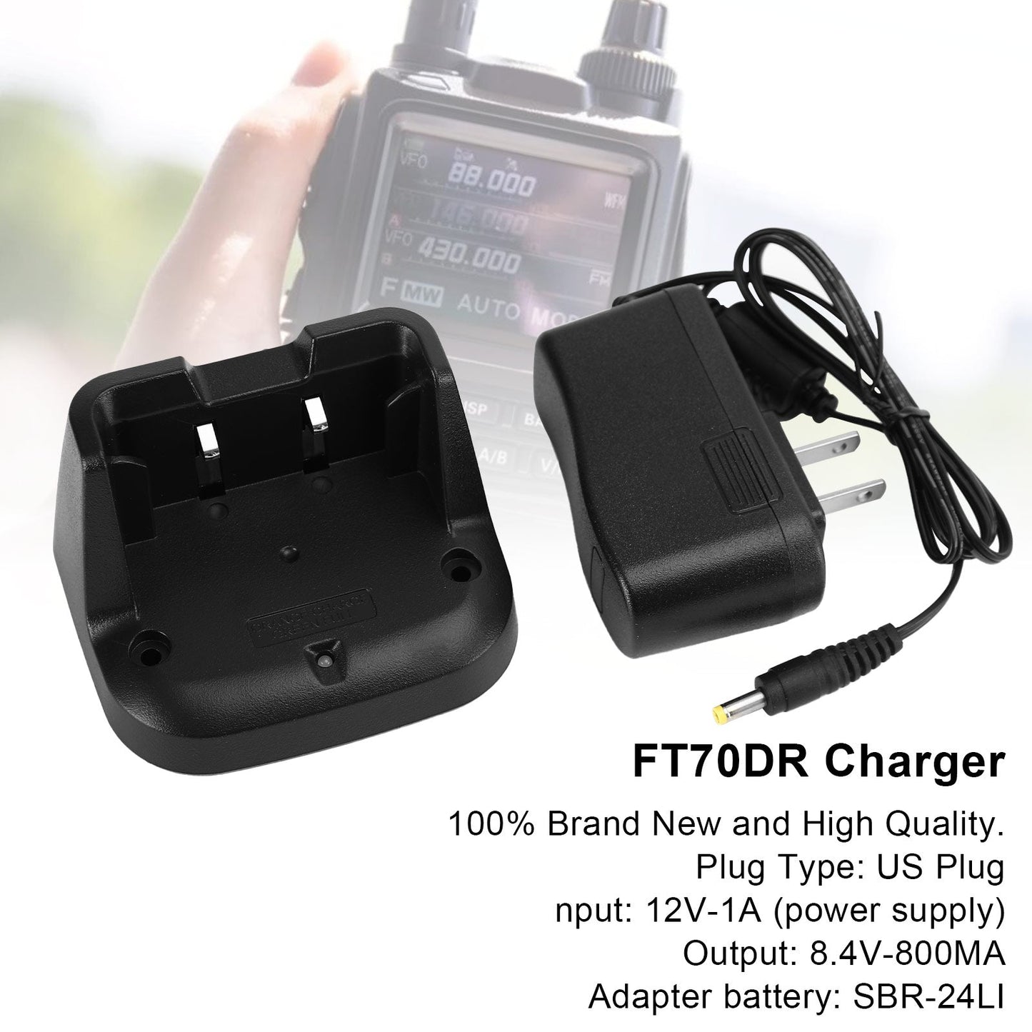 Sbr-24Li 7.4V 1800Mah Battery Fast Rapid Dock Charger For Ft70Dr Ft70D Us Plug