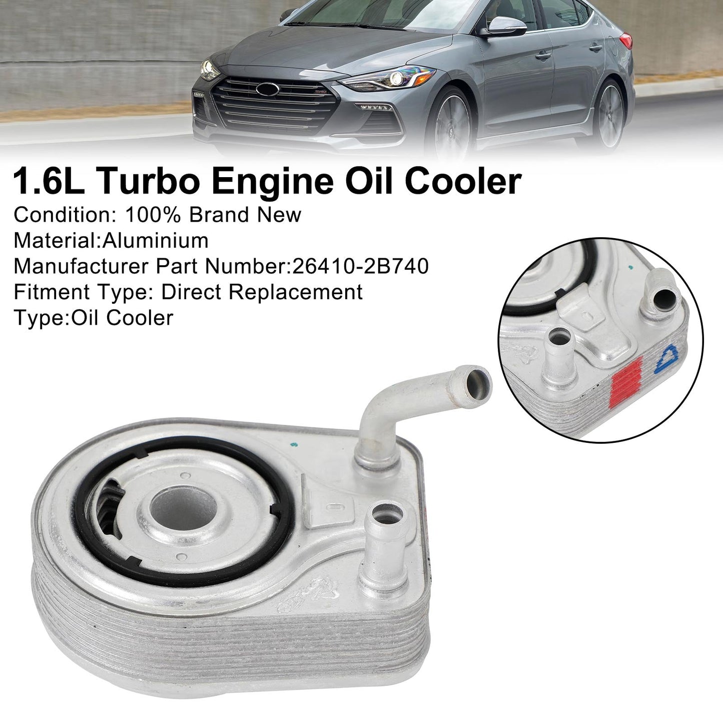 2018-2020 Hyundai Elantra GT Kona 1.6L Engine Oil Cooler 26410-2B740