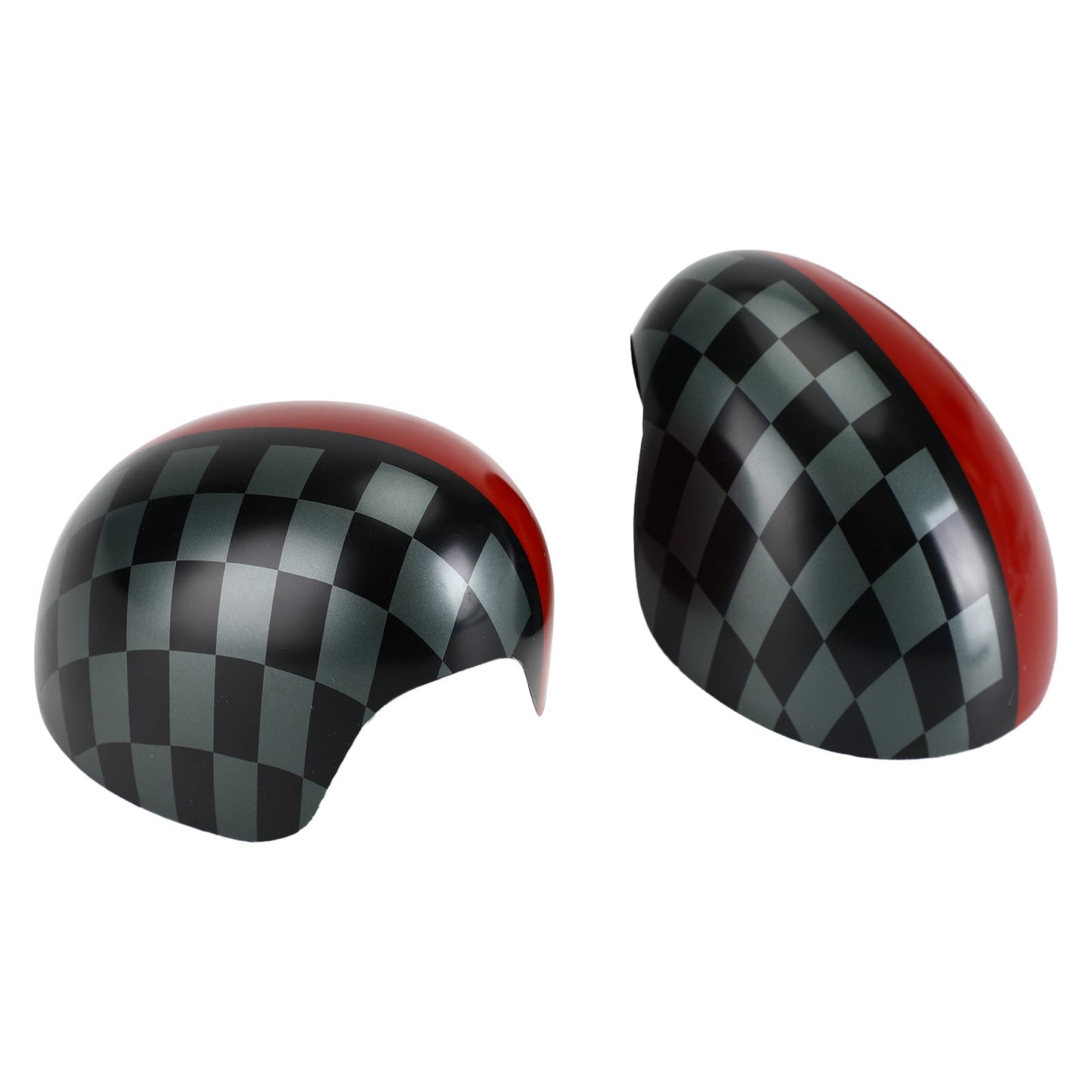 Black/Grey checkered Red Mirror Cover for MINI Cooper Hardtop F55 F56