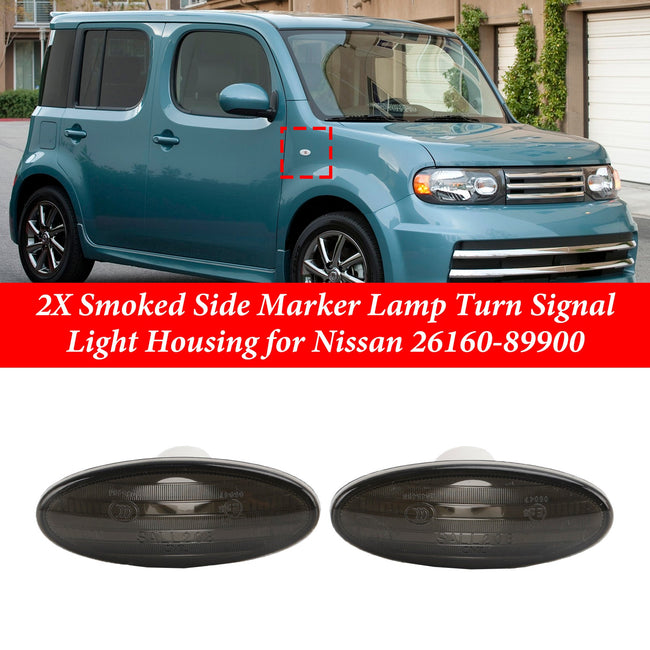 Nissan 26160-89900 2X Smoked Side Marker Lamp Turn Signal Light Housing