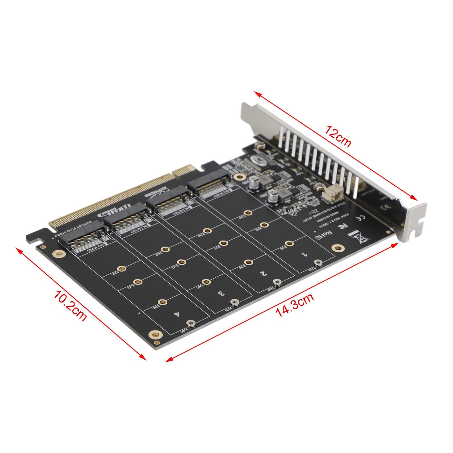 PCI-E Signal Split Array Card PH44 X16 NVME 4 Disk Array Card Support M.2 SSD