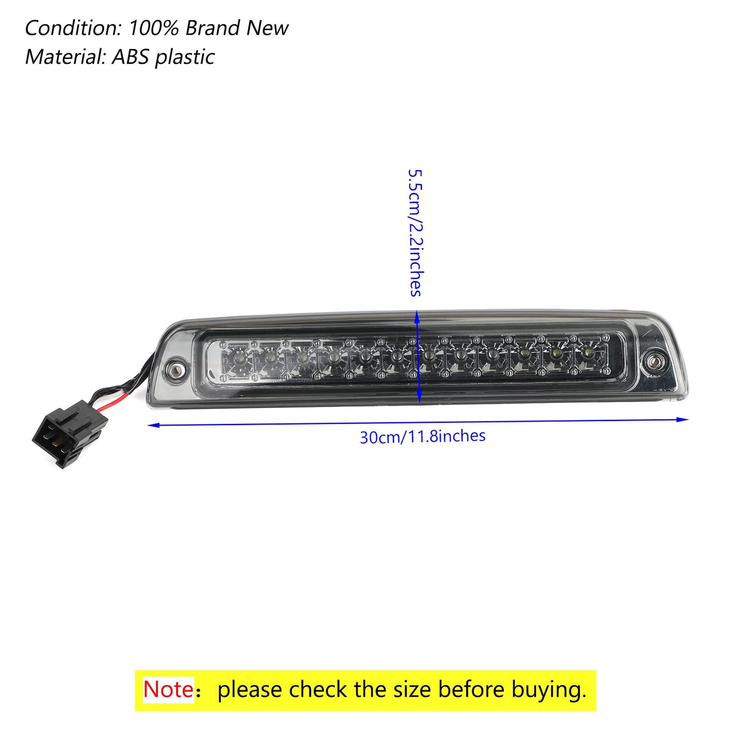 LED Third 3RD Tail Brake Light Stop Lamp Black Fits For 1994-2001 Ram 1500/2500/3500