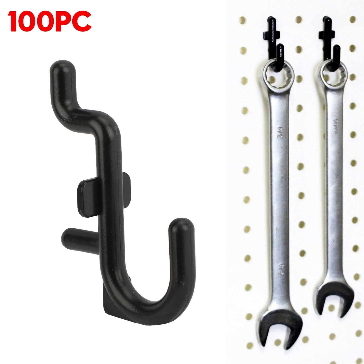 Areyourshop Peg Board Hook Kit Garage Tool Storage Pegboard 100pieces J Hook Locking Plastic