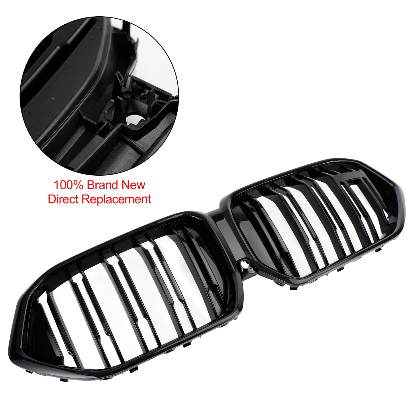 Front Bumper Grille Grill Fit BMW X6 G06 M50i 2020-2022 W/Camera Hole Black